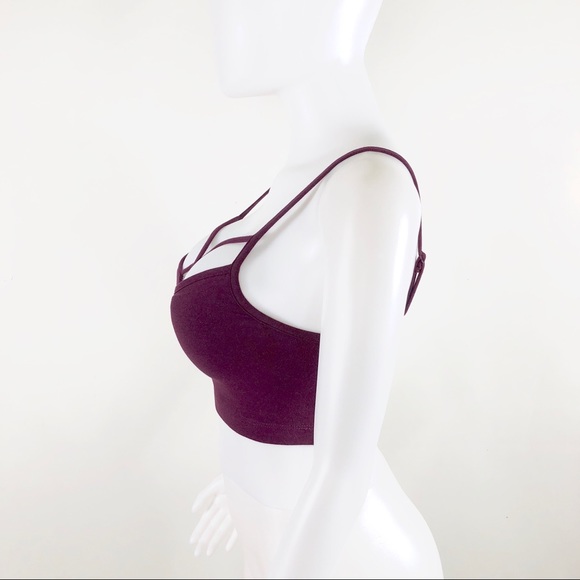 LAST TWO NWOT Wine Strappy Criss Cross Caged Bra Crop Top - Picture 4 of 7
